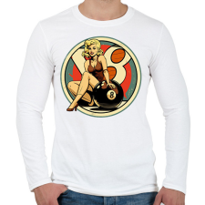 PRINTFASHION Retro biliárd 8-as golyó - Férfi hosszú ujjú póló - Fehér férfi póló
