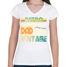 PRINTFASHION retro dad - Női V-nyakú póló - Fehér