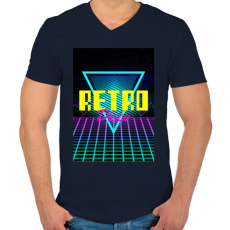 PRINTFASHION Retro disco - Férfi V-nyakú póló - Sötétkék