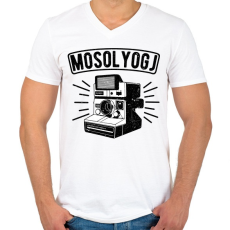 PRINTFASHION Retro fényképezőgép - Férfi V-nyakú póló - Fehér