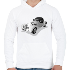 PRINTFASHION Retró - Férfi kapucnis pulóver - Fehér férfi pulóver, kardigán