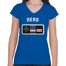 PRINTFASHION Retro gamer - Női V-nyakú póló - Királykék női póló