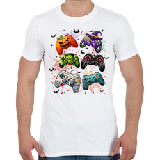 PRINTFASHION Retro Halloween Gaming Controller - Férfi póló - Fehér