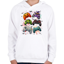 PRINTFASHION Retro Halloween Gaming Controller - Gyerek kapucnis pulóver - Fehér gyerek pulóver, kardigán
