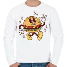 PRINTFASHION Retro hamburger - Férfi pulóver - Fehér férfi pulóver, kardigán
