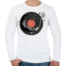 PRINTFASHION Retro hangulat - lemezjátszó - Férfi hosszú ujjú póló - Fehér