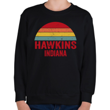 PRINTFASHION Retro Hawkins Indiana - Gyerek pulóver - Fekete gyerek pulóver, kardigán