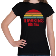 PRINTFASHION Retro Hawkins Indiana - Női póló - Fekete