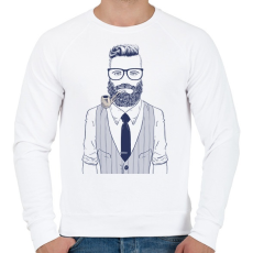 PRINTFASHION Retro Hipster - Férfi pulóver - Fehér