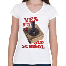 PRINTFASHION RETRO játékos - Női V-nyakú póló - Fehér női póló