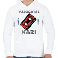 PRINTFASHION Retro kazetta - Férfi kapucnis pulóver - Fehér férfi pulóver, kardigán