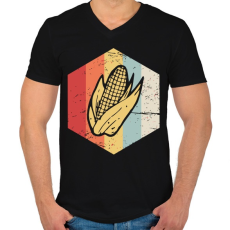 PRINTFASHION Retro kukorica - Férfi V-nyakú póló - Fekete