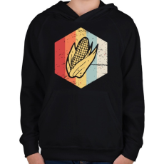 PRINTFASHION Retro kukorica - Gyerek kapucnis pulóver - Fekete