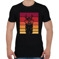 PRINTFASHION Retro láma - Férfi póló - Fekete férfi póló