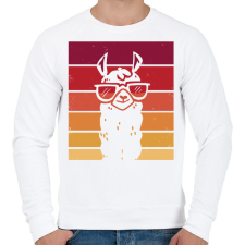 PRINTFASHION Retro láma - Férfi pulóver - Fehér férfi pulóver, kardigán