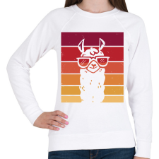 PRINTFASHION Retro láma - Női pulóver - Fehér női pulóver, kardigán