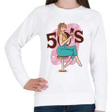 PRINTFASHION Retro lány - 50-es évek - Női pulóver - Fehér