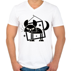PRINTFASHION Retro macska - Férfi V-nyakú póló - Fehér