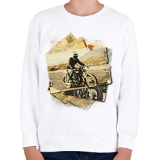 PRINTFASHION Retro motoros - Gyerek pulóver - Fehér