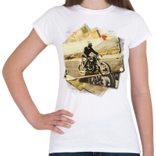 PRINTFASHION Retro motoros - Női póló - Fehér női póló