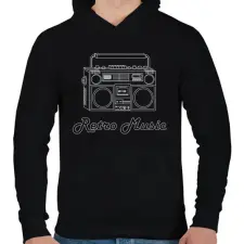 PRINTFASHION retro music - Férfi kapucnis pulóver - Fekete férfi pulóver, kardigán