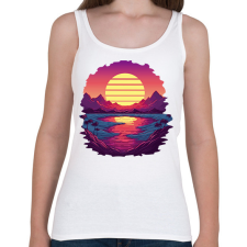 PRINTFASHION Retro naplemente - Női atléta - Fehér női trikó