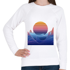 PRINTFASHION Retro naplemente - Női pulóver - Fehér női pulóver, kardigán