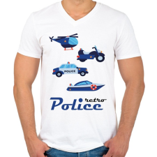 PRINTFASHION Retro rendőr - Férfi V-nyakú póló - Fehér férfi póló