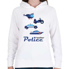 PRINTFASHION Retro rendőr - Női kapucnis pulóver - Fehér női pulóver, kardigán