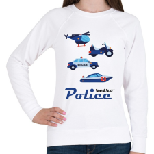 PRINTFASHION Retro rendőr - Női pulóver - Fehér női pulóver, kardigán