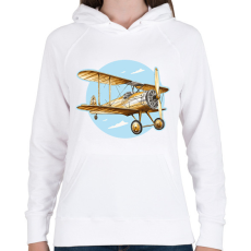 PRINTFASHION Retro repülő - Női kapucnis pulóver - Fehér
