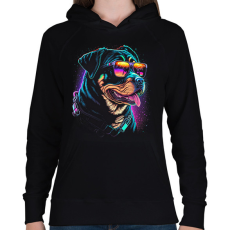 PRINTFASHION Retro Rottweiler - Női kapucnis pulóver - Fekete