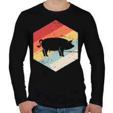 PRINTFASHION Retro sertés, disznó - Férfi hosszú ujjú póló - Fekete