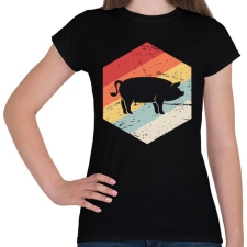 PRINTFASHION Retro sertés, disznó - Női póló - Fekete női póló