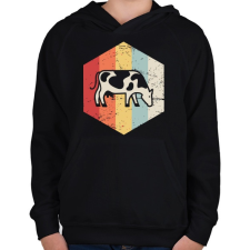 PRINTFASHION Retro szarvasmarha - Gyerek kapucnis pulóver - Fekete gyerek pulóver, kardigán