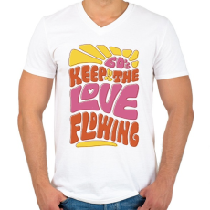 PRINTFASHION Retro - szerelem 60-as évek - Férfi V-nyakú póló - Fehér