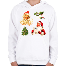 PRINTFASHION Retro télapó - Gyerek kapucnis pulóver - Fehér