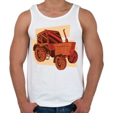 PRINTFASHION Retro traktor - Férfi atléta - Fehér