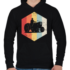 PRINTFASHION Retro traktoros - Férfi kapucnis pulóver - Fekete férfi pulóver, kardigán