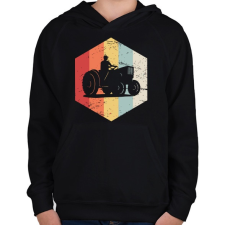 PRINTFASHION Retro traktoros - Gyerek kapucnis pulóver - Fekete gyerek pulóver, kardigán