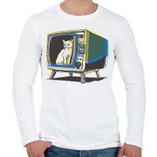 PRINTFASHION Retro TV - Férfi hosszú ujjú póló - Fehér férfi póló