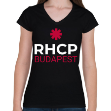 PRINTFASHION RHCP BUDAPEST 2 - Női V-nyakú póló - Fekete női póló