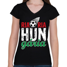 PRINTFASHION Ria ria hungária - Női V-nyakú póló - Fekete női póló