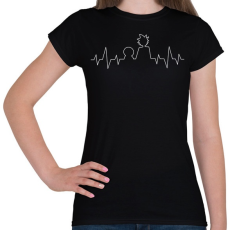 PRINTFASHION Rick és Morty heartbeat fehér - Női póló - Fekete