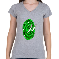 PRINTFASHION RickFck - Női V-nyakú póló - Sport szürke