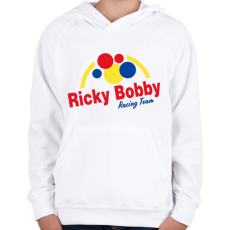 PRINTFASHION Ricky Bobby Racing Team - Gyerek kapucnis pulóver - Fehér