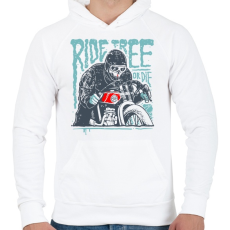 PRINTFASHION Ride Free - Férfi kapucnis pulóver - Fehér