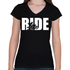 PRINTFASHION Ride motoros póló - Női V-nyakú póló - Fekete női póló