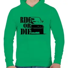 PRINTFASHION Ride or DIE - Férfi kapucnis pulóver - Zöld férfi pulóver, kardigán