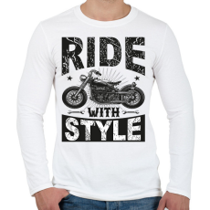 PRINTFASHION Ride With Style - Férfi hosszú ujjú póló - Fehér